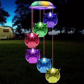 1 Pack, Wind Chimes,Owl Solar Wind Chimes For Outside, Waterproof LED Solar Powered Memorial Wind Chimes With Lights