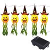 5 Pcs Halloween Decorations Pumpkin Witch Hats String Lights