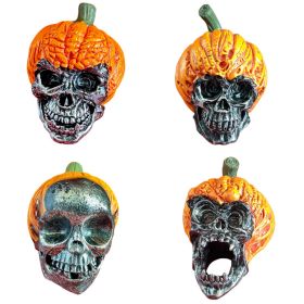 4PCS Halloween Outdoor Yard Decorations Evil Pumpkin Resin Skull Skull Outdoor Garden Decorations