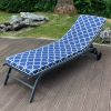 2PCS Set Outdoor Lounge Chair Cushion Replacement Patio Funiture Seat Cushion Chaise Lounge Cushion (Blue Striped Color)