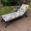 2PCS Set Outdoor Lounge Chair Cushion Replacement Patio Funiture Seat Cushion Chaise Lounge Cushion (White Flower Color)