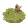 15.9x15.6x8.3" Green Ceramic Leaf Water Fountain with Bird Accent