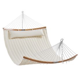 swVEVOR Double Quilted Fabric Hammock, 12 FT Double Hammock with Curved Spreader Bars