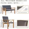 Patio Funiture Set 4 Pieces Outdoor Aluminum Wicker Padded Sofa,Garden Conversation Set with Beige Sunbrella Pillows