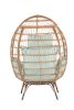 Wicker Egg Chair, Oversized Indoor Outdoor Lounger for Patio, Backyard, Living Room w/ 5 Cushions, Steel Frame, - Light Blue