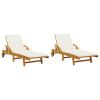 Sun Loungers 2 pcs with Cushions 78.7"x26.8"x32.7" Solid Wood Acacia