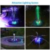 Solar Powered Fountain Pump Floating Bird Bath Pond Pump w/ LED Lights 7 Nozzles For Aquarium Garden Backyard Pond Pool Outdoor