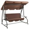 Outdoor Swing Bench with Canopy Coffee