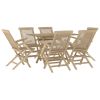 7 Piece Patio Dining Set Gray Solid Wood Teak