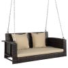 49in Brown Gradient Rattan Beige Cushion Rattan Swing Chair(Swing frames not included)