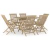 7 Piece Patio Dining Set Gray Solid Wood Teak