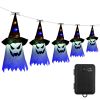 Halloween Ghost Witch Hat Hanging Light Lantern 11.6ft Outdoor String Decorative