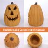 Fireproof Refractory Imitated Pumpkin Gas Log for Indoor Outdoor Fireplaces, Fire Pit, Halloween Decor,Ceramic Fire Logs,Yellow,7 inch