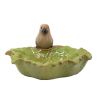 15.9x15.6x8.3" Green Ceramic Leaf Water Fountain with Bird Accent