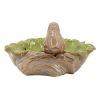 15.9x15.6x8.3" Green Ceramic Leaf Water Fountain with Bird Accent