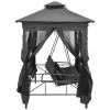 Outdoor Convertible Swing Bench with Canopy Anthracite 86.6"x63"x94.5" Steel