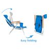 2PCS Portable High Strength Beach Chair with Adjustable Headrest Blue