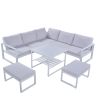 [Not allowed to sell to Wayfair]Industrial Style Outdoor Sofa Combination Set With 2 Love Sofa; 1 Single Sofa; 1 Table; 2 Bench