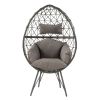 Light Grey and Black Patio Chair with Upholstered Cushion