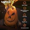 Fireproof Refractory Imitated Pumpkin Gas Log for Indoor Outdoor Fireplaces, Fire Pit, Halloween Decor,Ceramic Fire Logs,Yellow,7 inch