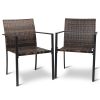 Set of 2 Stackable Outdoor Wicker Patio Dining Chairs, All-Weather Firepit Armchair with Armrests, Steel Frame for Patio Deck Garden Yard, Brown