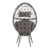 Light Grey and Black Patio Chair with Upholstered Cushion