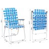 2pcs Steel Tube PP Webbing Bearing 120kg Folding Beach Chair Blue& White Strip