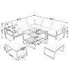 [Not allowed to sell to Wayfair]Industrial Style Outdoor Sofa Combination Set With 2 Love Sofa; 1 Single Sofa; 1 Table; 2 Bench