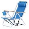 2PCS Portable High Strength Beach Chair with Adjustable Headrest Blue