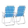 2pcs Steel Tube PP Webbing Bearing 120kg Folding Beach Chair Blue& White Strip