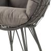 Light Grey and Black Patio Chair with Upholstered Cushion