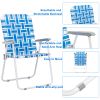 2pcs Steel Tube PP Webbing Bearing 120kg Folding Beach Chair Blue& White Strip