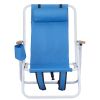 2PCS Portable High Strength Beach Chair with Adjustable Headrest Blue