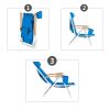 2PCS Portable High Strength Beach Chair with Adjustable Headrest Blue