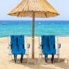 2PCS Portable High Strength Beach Chair with Adjustable Headrest Blue