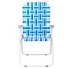 2pcs Steel Tube PP Webbing Bearing 120kg Folding Beach Chair Blue& White Strip