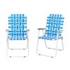 2pcs Steel Tube PP Webbing Bearing 120kg Folding Beach Chair Blue& White Strip