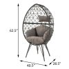 Light Grey and Black Patio Chair with Upholstered Cushion