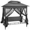 Outdoor Convertible Swing Bench with Canopy Anthracite 86.6"x63"x94.5" Steel