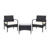 3 Pieces Patio Wicker Rattan Furniture Set with Cushion for Lawn Backyard