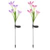 2Pcs Solar Garden Lights Outdoor Lily Flower LED Light 7-Color Changing IP65 Waterproof