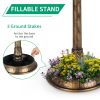 51*51*106cm Plastic Round Birdbath with Solar Light Bronze