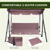 3-Seat Patio Swing Chair-Brown