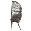 Light Grey and Black Patio Chair with Upholstered Cushion