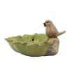 15.9x15.6x8.3" Green Ceramic Leaf Water Fountain with Bird Accent