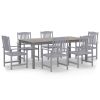 7 Piece Patio Dining Set Solid Wood Acacia Gray