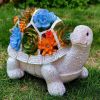 Outdoor Solar LED Turtle Light Succulents Planter Stand Garden Gnomes Statue Ornament Resin Home Terrace Accesorries Decorations