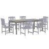 7 Piece Patio Dining Set Solid Wood Acacia Gray