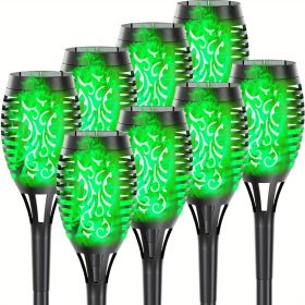 4/8/12pcs/pack Solar Outdoor Lights, 12LED Solar Torch Lights With Flickering Flame For Garden Decor (Color: Green Light, size: 8pcs)