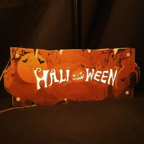 Halloween Sign for Front Door Welcome Sign Home Party Outdoor Wall Decor (Color: Orange)